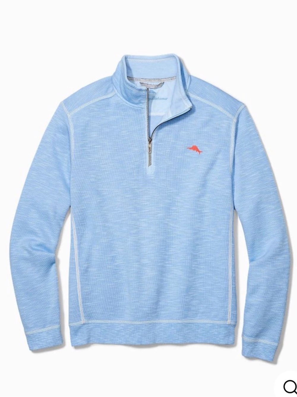 Tommy Bahama Tobago Bay 1/2 Zip Pullover Blue Mens Large Pima Cotton Blend